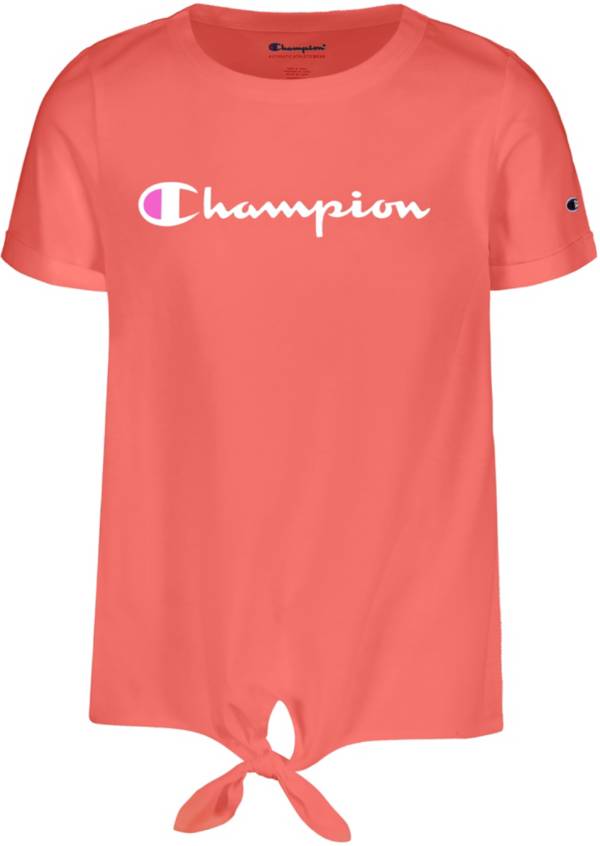Champion Little Girls' Script Tie Front T-Shirt