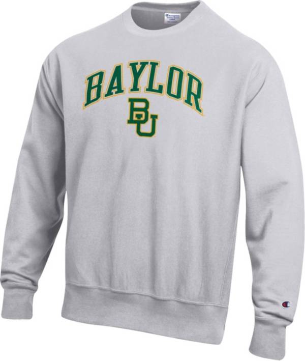 Champion Men's Baylor Bears Grey Reverse Weave Crew Pullover Sweatshirt