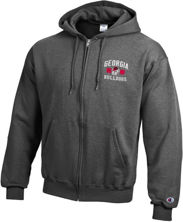 Champion Men's Georgia Bulldogs Grey Powerblend Full-Zip Hoodie