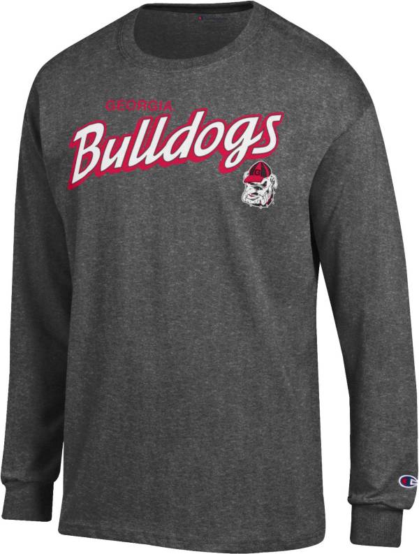 Champion Men's Georgia Bulldogs Grey Jersey Long Sleeve T-Shirt