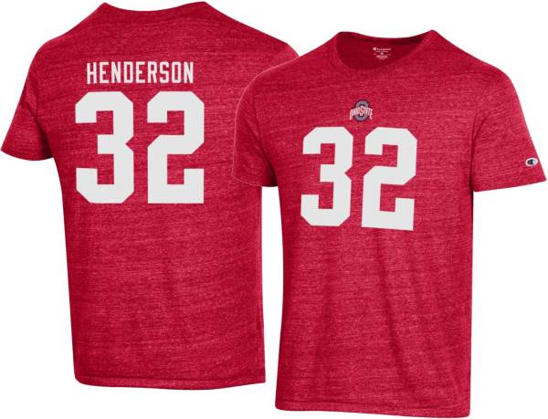 Champion Men's Ohio State Buckeyes TreVeyon Henderson #32 Scarlet T-Shirt
