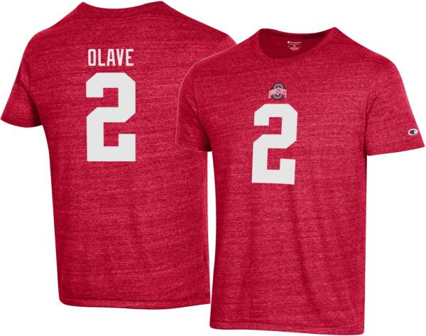 Champion Men's Ohio State Buckeyes Chris Olave #2 Scarlet T-Shirt