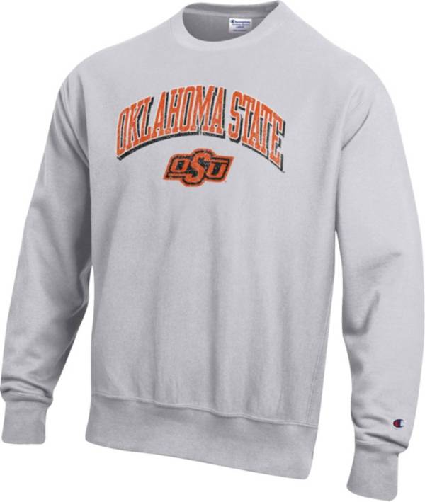 Champion Men's Oklahoma State Cowboys Grey Reverse Weave Crew Pullover Sweatshirt