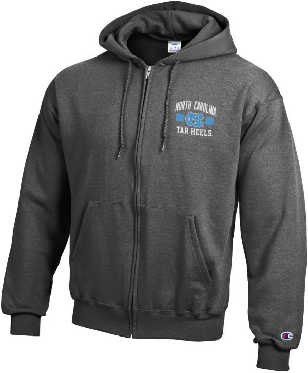 Champion Men's North Carolina Tar Heels Grey Powerblend Full-Zip Hoodie