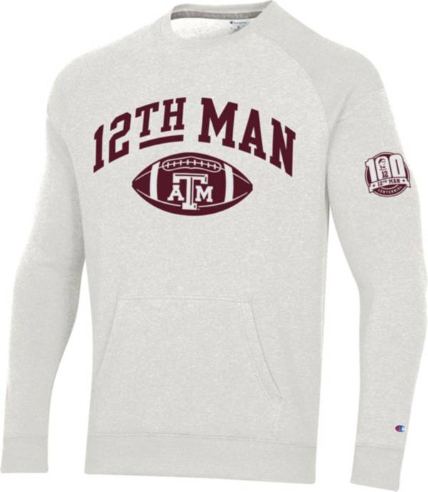 Champion Men's Texas A&M Aggies White ‘12th Man' Centennial Crew Pullover Sweatshirt