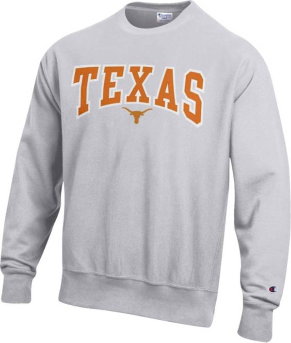 Champion Men's Texas Longhorns Grey Reverse Weave Crew Sweatshirt