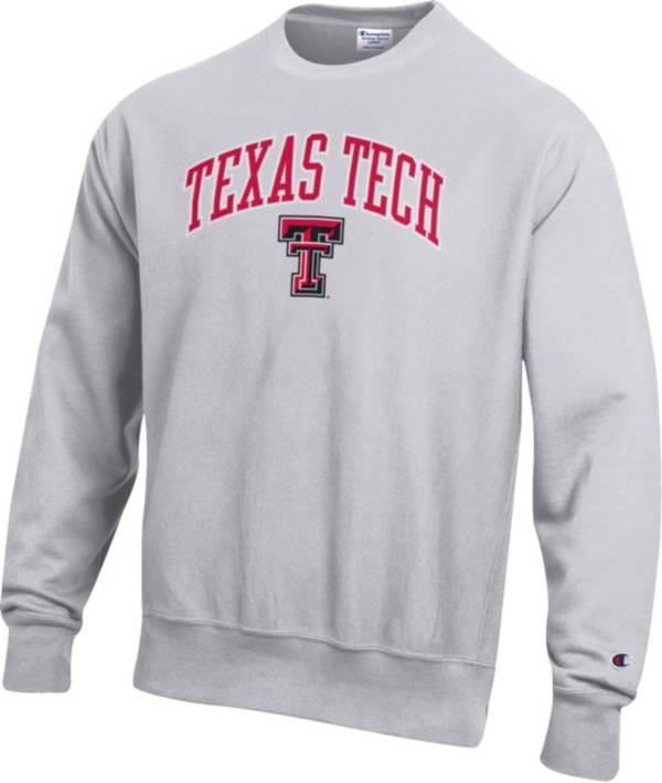 Champion Men's Texas Tech Red Raiders Grey Reverse Weave Crew Pullover Sweatshirt