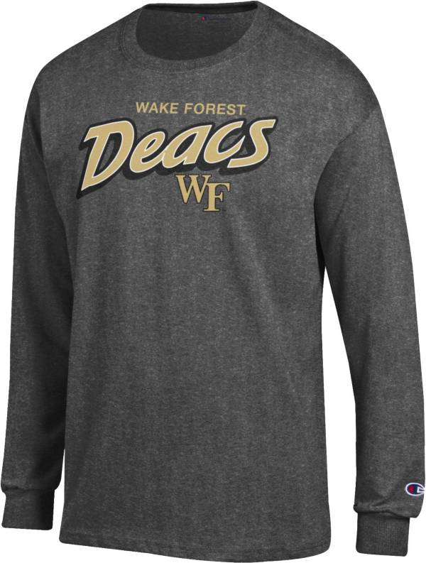Champion Men's Wake Forest Demon Deacons Grey Jersey Long Sleeve T-Shirt