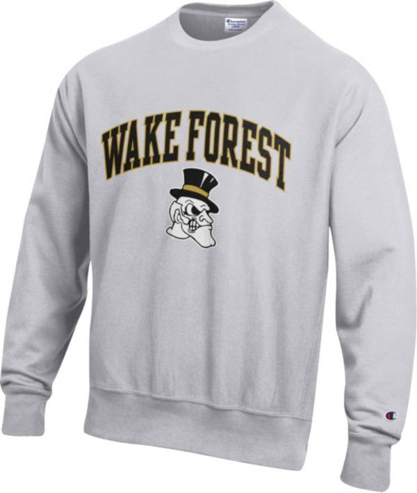 Champion Men's Wake Forest Demon Deacons Grey Reverse Weave Crew Pullover Sweatshirt