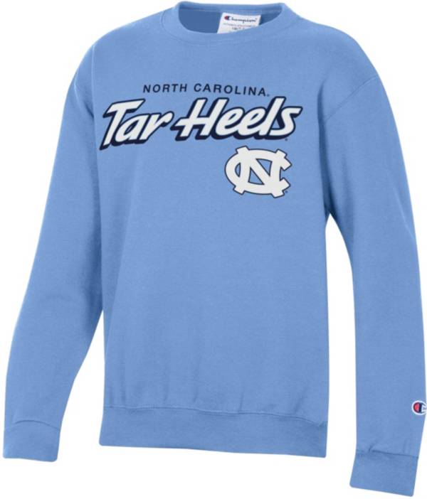 Champion Youth North Carolina Tar Heels Carolina Blue Powerblend Pullover Crew Sweatshirt