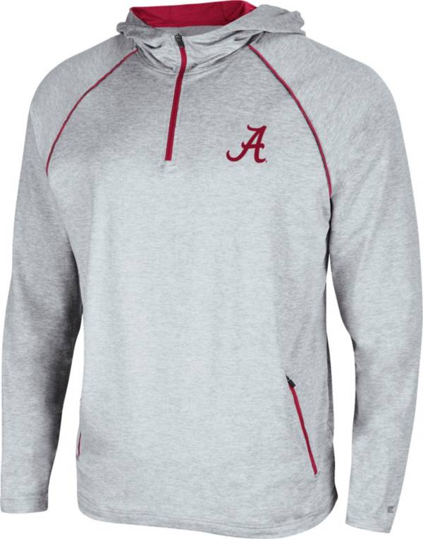 Colosseum Men's Alabama Crimson Tide Grey Timeline Quarter-Zip Pullover Hoodie