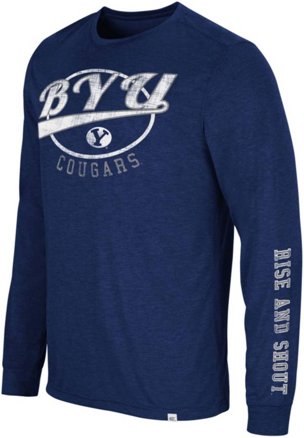 Colosseum Men's BYU Cougars Grey Far Out! Long Sleeve T-Shirt