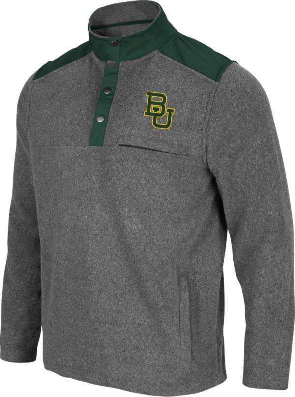 Colosseum Men's Baylor Bears Grey Huff Quarter-Snap Pullover Jacket