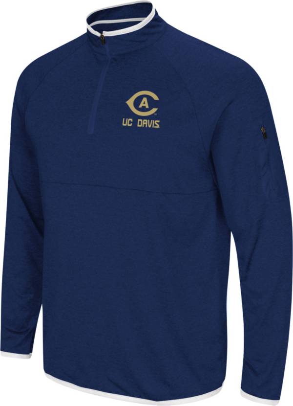 Colosseum Men's UC Davis Aggies Aggie Blue Rival Quarter-Zip Pullover Shirt