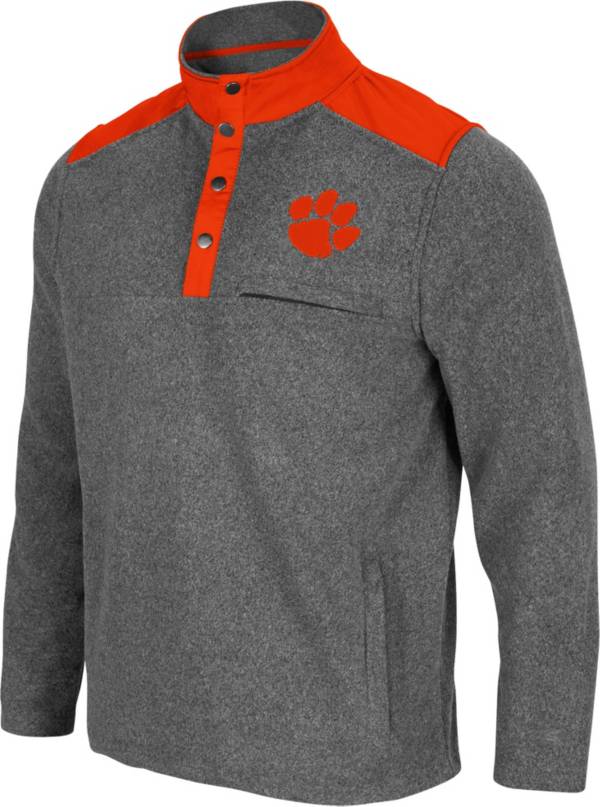 Colosseum Men's Clemson Tigers Grey Huff Quarter-Snap Pullover Jacket