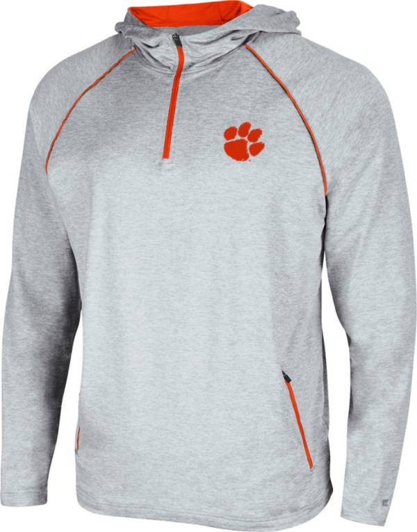 Colosseum Men's Clemson Tigers Grey Timeline Quarter-Zip Pullover Hoodie