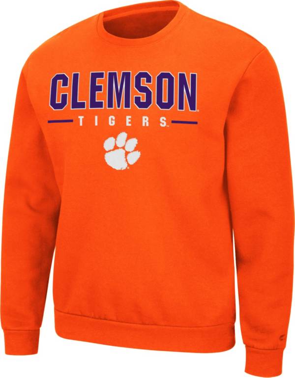 Colosseum Men's Clemson Tigers Orange Time Machine Crew Pullover Sweatshirt