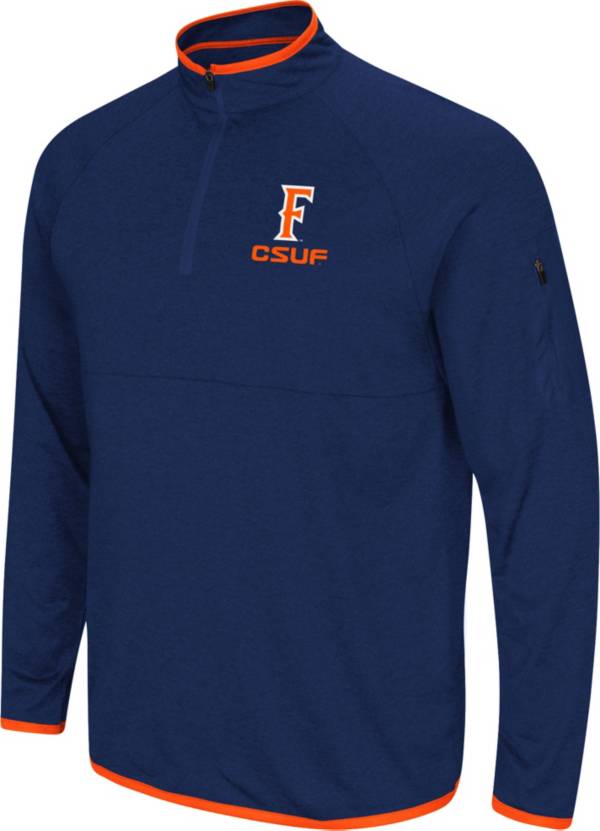 Colosseum Men's Cal State Fullerton Titans Navy Blue Rival Quarter-Zip Pullover Shirt