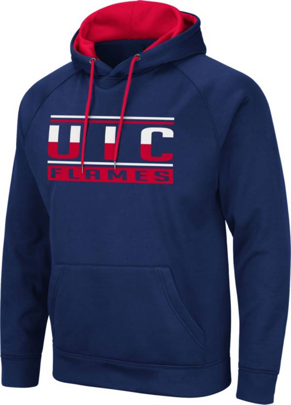 Colosseum Men's UIC Flames Navy Pullover Hoodie