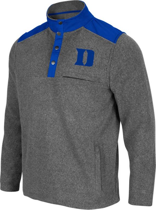 Colosseum Men's Duke Blue Devils Grey Huff Quarter-Snap Pullover Jacket