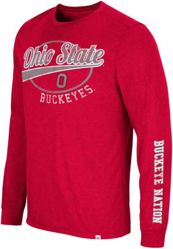 Colosseum Men's Ohio State Buckeyes Grey Far Out! Long Sleeve T-Shirt