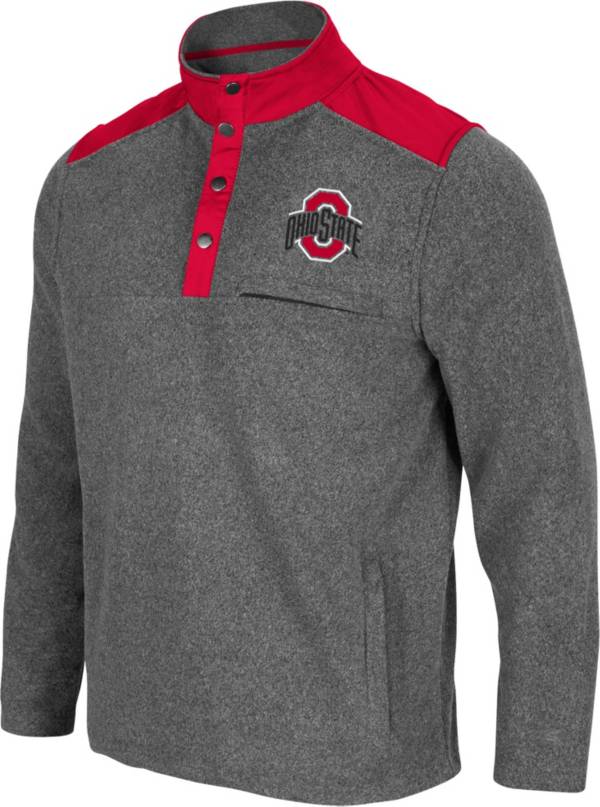 Colosseum Men's Ohio State Buckeyes Grey Huff Quarter-Snap Pullover Jacket product image
