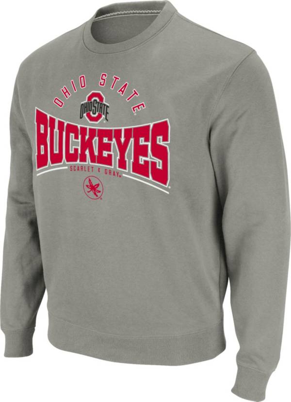 Colosseum Men's Ohio State Buckeyes Gray Stadium Crew Pullover Sweatshirt