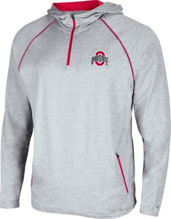 Colosseum Men's Ohio State Buckeyes Grey Timeline Quarter-Zip Pullover Hoodie