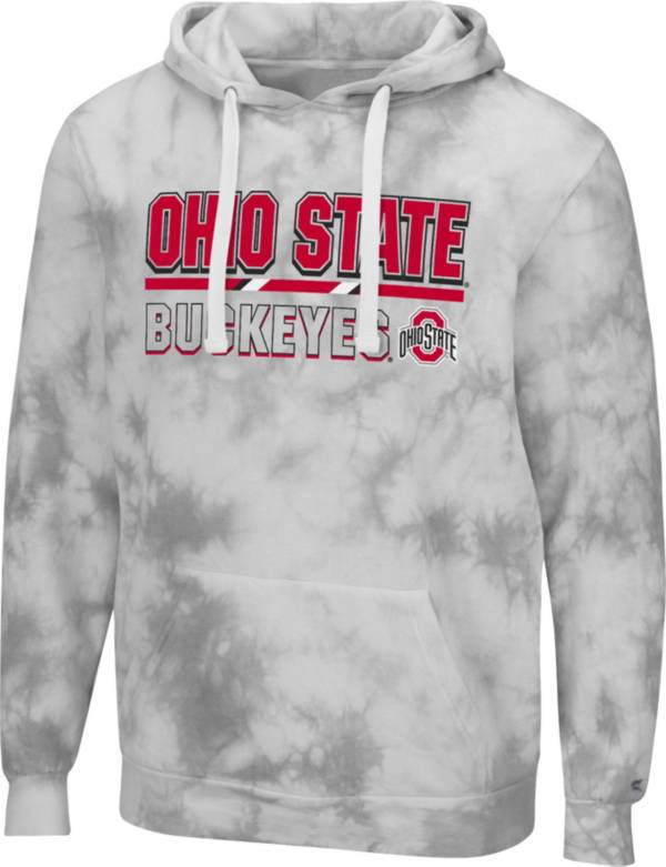 Colosseum Men's Ohio State Buckeyes Grey Tie-Dye Pullover Hoodie