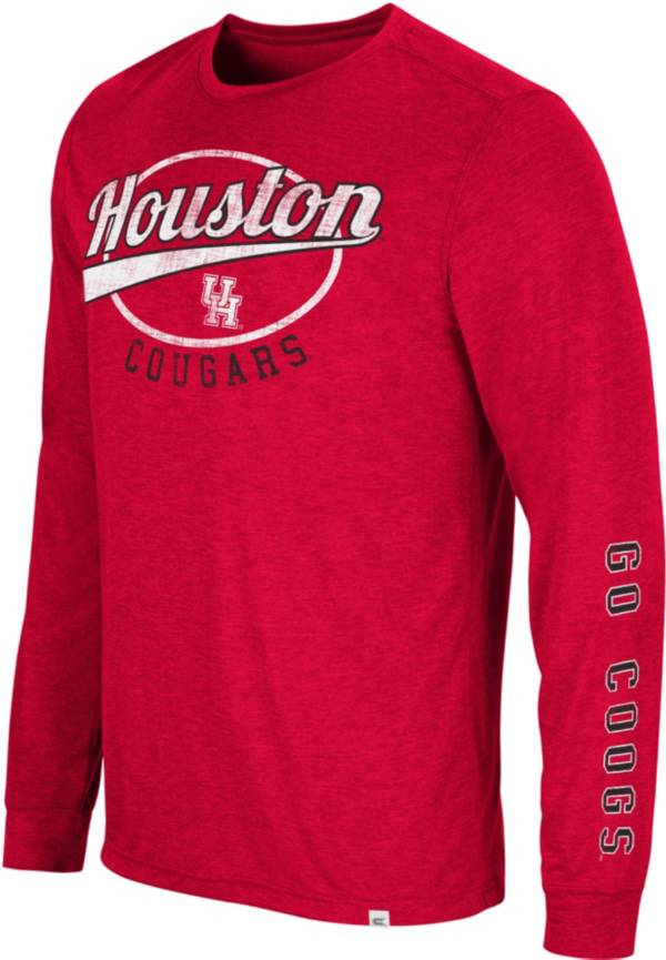 Colosseum Men's Houston Cougars Red Far Out! Long Sleeve T-Shirt