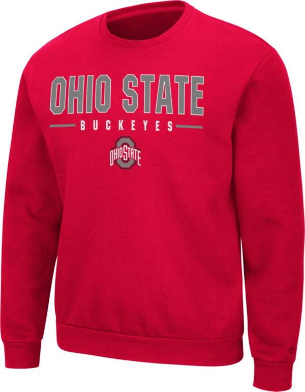 Colosseum Men's Ohio State Buckeyes Scarlet Time Machine Crew Pullover Sweatshirt