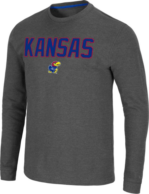 Colosseum Men's Kansas Jayhawks Grey Dragon Long Sleeve Thermal T-Shirt product image