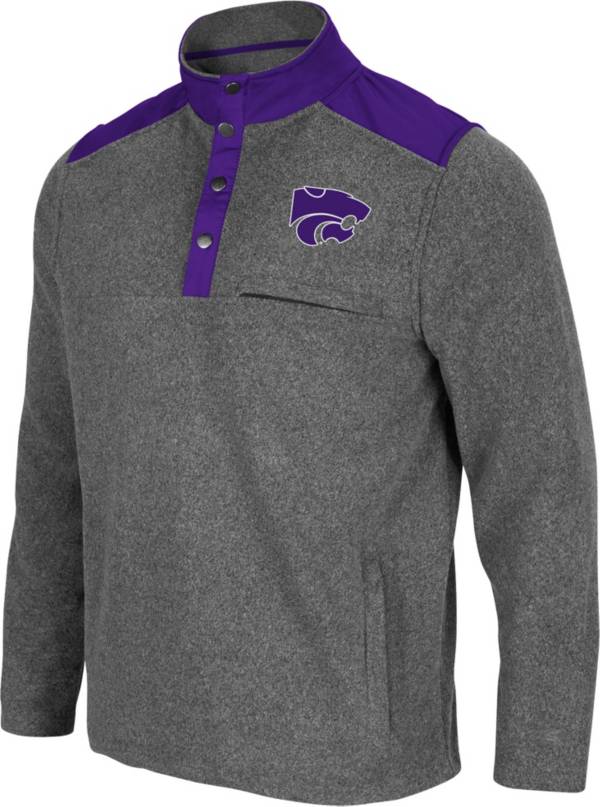 Colosseum Men's Kansas State Wildcats Grey Huff Quarter-Snap Pullover Jacket