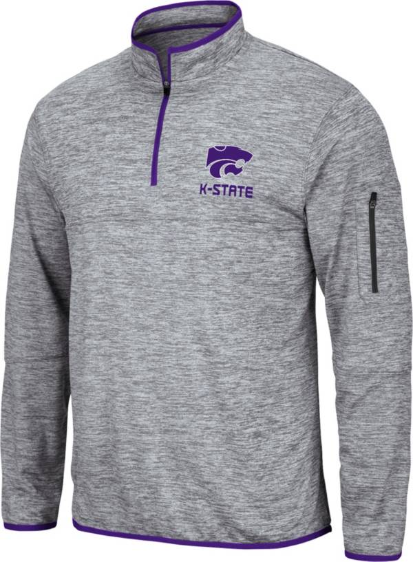 Colosseum Men's Kansas State Wildcats Grey Quarter-Zip Pullover Shirt