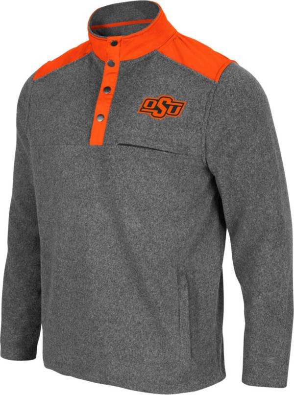 Colosseum Men's Oklahoma State Cowboys Grey Huff Quarter-Snap Pullover Jacket