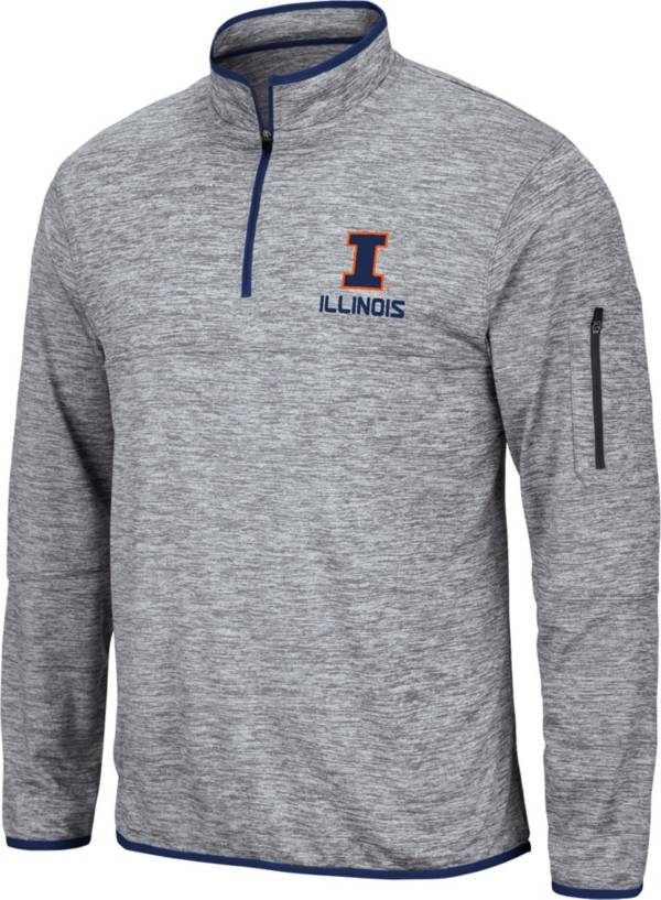 Colosseum Men's Illinois Fighting Illini Grey Quarter-Zip Pullover Shirt