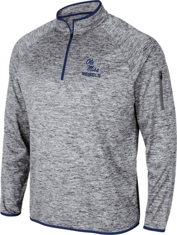 Colosseum Men's Ole Miss Rebels Grey Quarter-Zip Pullover Shirt