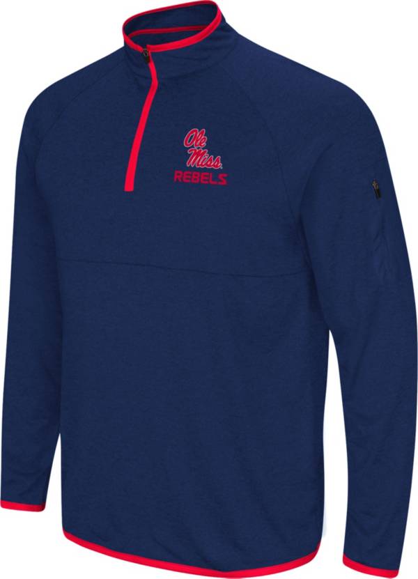 Colosseum Men's Ole Miss Rebels Blue Rival Quarter-Zip Pullover Shirt