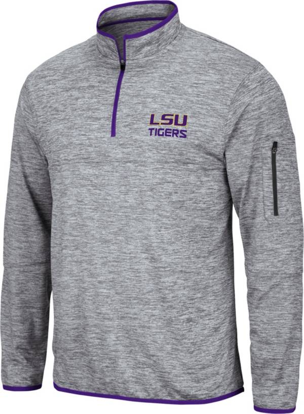 Colosseum Men's LSU Tigers Grey Quarter-Zip Pullover Shirt