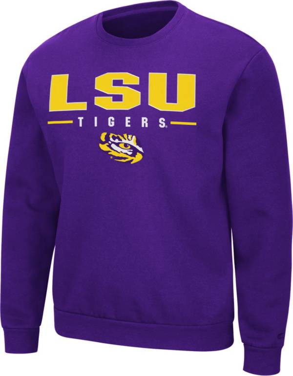 Colosseum Men's LSU Tigers Purple Time Machine Crew Pullover Sweatshirt