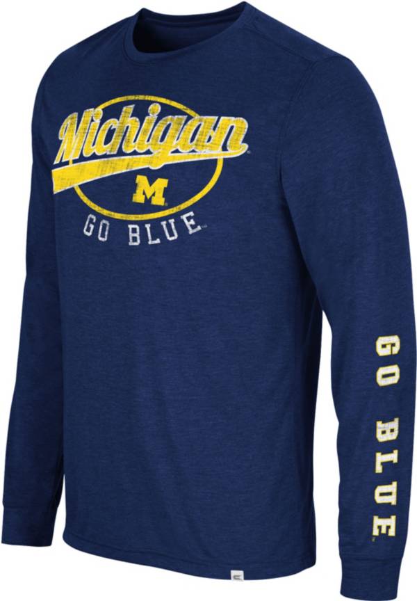 Colosseum Men's Michigan Wolverines Blue Far Out! Long Sleeve T-Shirt