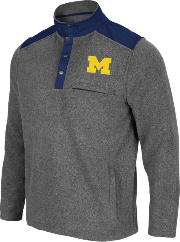 Colosseum Men's Michigan Wolverines Grey Huff Quarter-Snap Pullover Jacket