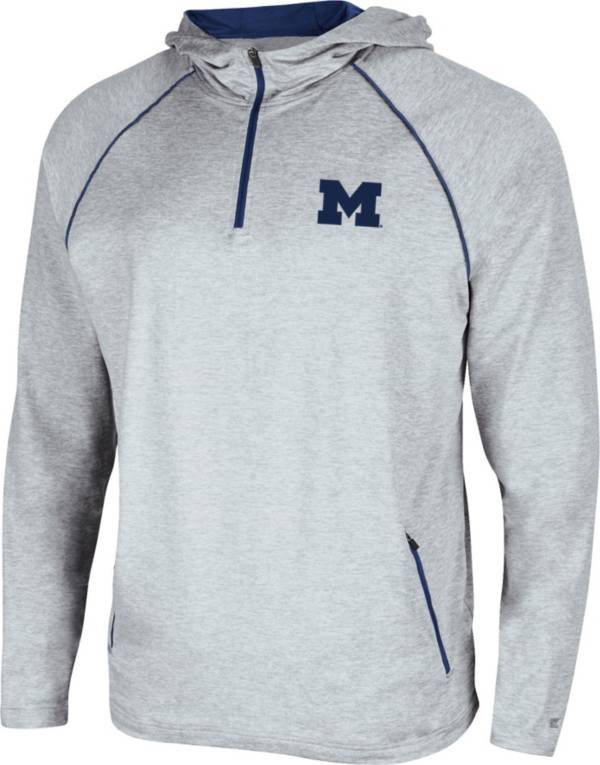 Colosseum Men's Michigan Wolverines Grey Timeline Quarter-Zip Pullover Hoodie