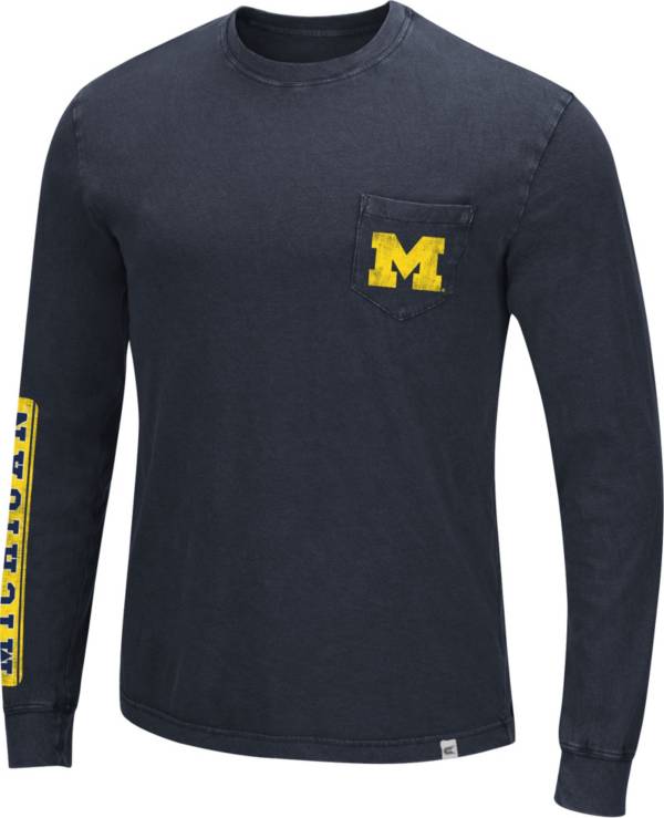 Colosseum Men's Michigan Wolverines Blue Leg Lamp Long Sleeve T-Shirt