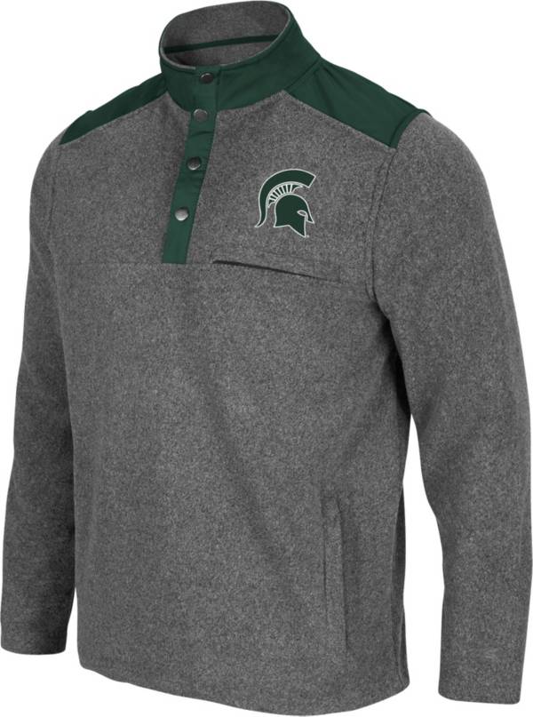 Colosseum Men's Michigan State Spartans Grey Huff Quarter-Snap Pullover Jacket