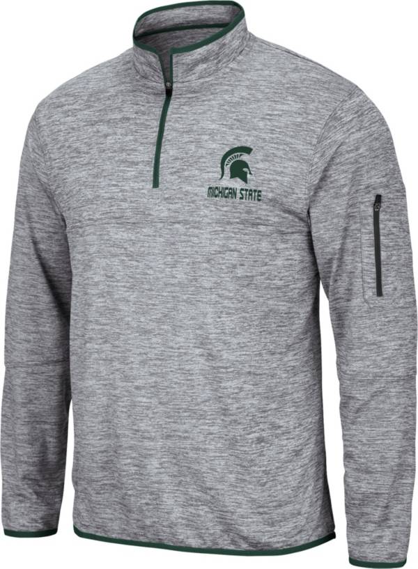 Colosseum Men's Michigan State Spartans Grey Quarter-Zip Pullover Shirt