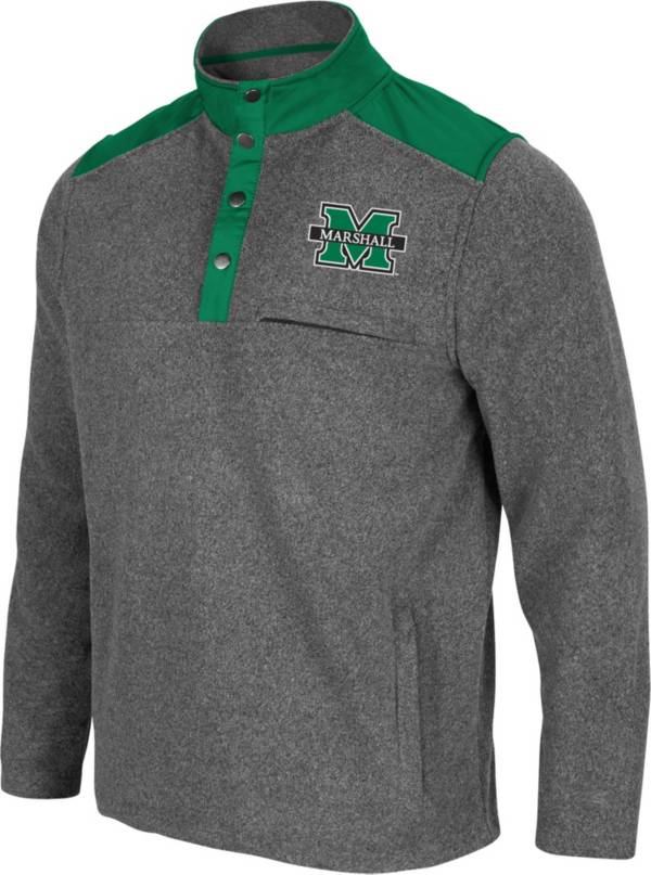 Colosseum Men's Marshall Thundering Herd Grey Huff Quarter-Snap Pullover Jacket