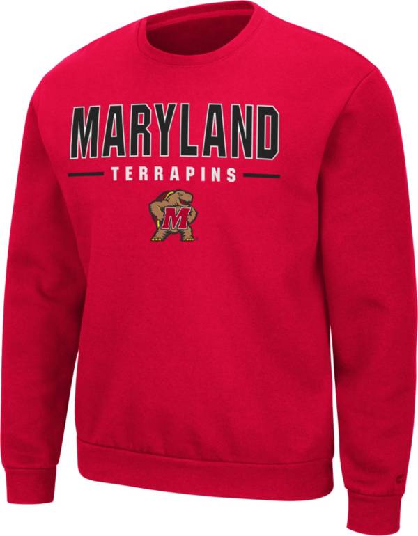 Colosseum Men's Maryland Terrapins Red Time Machine Crew Pullover Sweatshirt