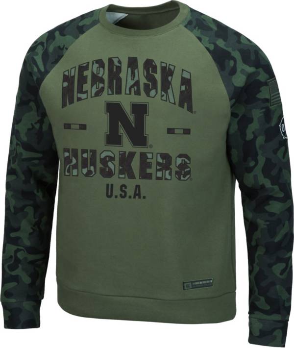 Colosseum Men's Nebraska Cornhuskers Green OHT Crew Pullover Sweatshirt