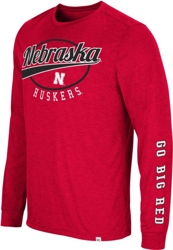 Colosseum Men's Nebraska Cornhuskers Scarlet Far Out! Long Sleeve T-Shirt